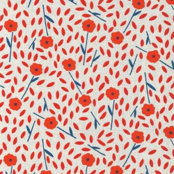 Tissu Flower Field Sable/Rouge