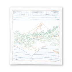 Coupon sashiko Kit Mount Fuji (le mont Fuji se reflète dans le lac Kawaguchi dans la province de Kai)
