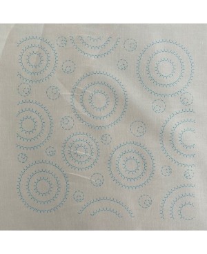 Sashiko Panel "Element" Off-white with 6 square sashiko patterns and a strip of dragonflies