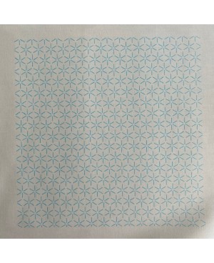 Pannello Sashiko "Element" Bianco sporco con 6 motivi sashiko quadrati e una striscia di libellule