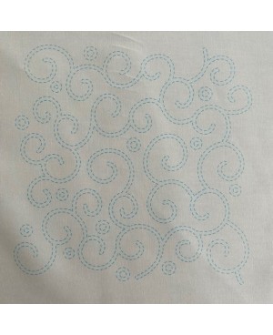Pannello Sashiko "Element" Bianco sporco con 6 motivi sashiko quadrati e una striscia di libellule