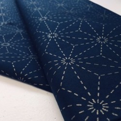 Stencilled Sashiko Fabric Asanoha Navy Blue
