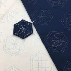 Tissu Sashiko Pré-imprimé Nombreux Motifs Bleu Marine