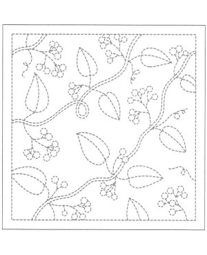 Coupon sashiko Feuilles et Baies (SS13/H-213)