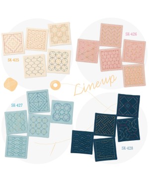 Juego de 5 posavasos Sashiko color crudo