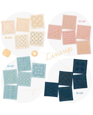Kit di 5 sottobicchieri Sashiko ecru