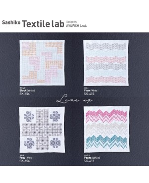 Sashiko sampler kit by Ayufish three colours block on white background
