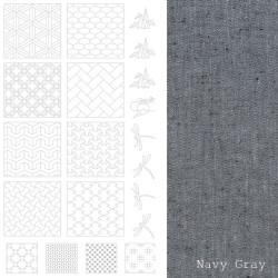 Sashiko Panel 2 - Navy Grey