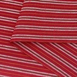 Tissu coton Shima Tsumugi tissé à rayures rouge