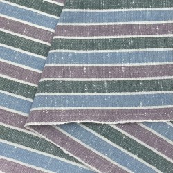 Tissu coton Shima Tsumugi à rayures bleu/violet/vert