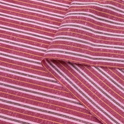 Tissu Shima Tsumugi en coton tissé à rayures rose