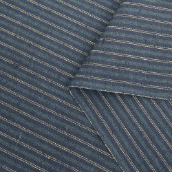 Tissu Shima Tsumugi Coton Tissé Rayures Bleu/Jaune