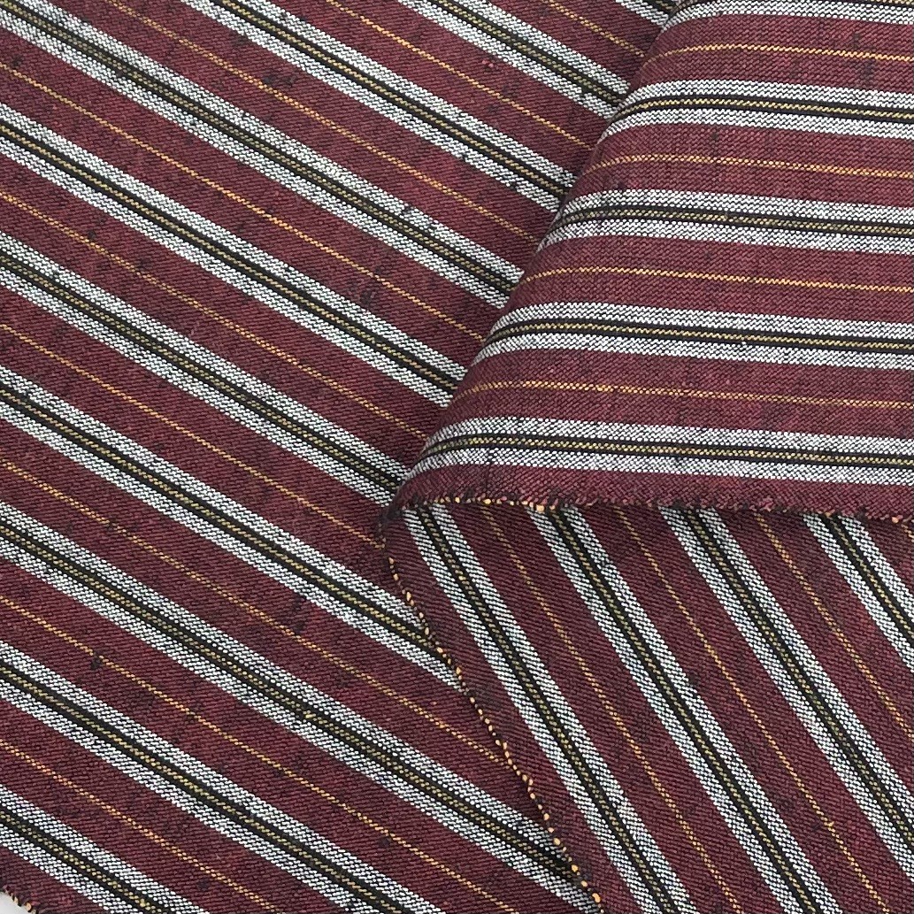 JAPANESE NUKUMORI SHIMA TSUMUGI BURGUNDY/GREY JAPANESE NUKUMORI SHIMA TSUMUGI BURGUNDY/GREY
