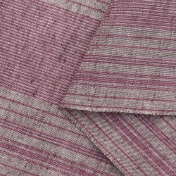 Tissu Coton Tissé Rayures Shima Tsumugi Violet/Gris