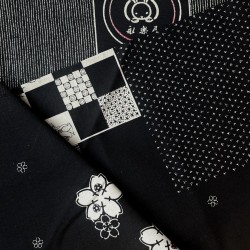 Panneau Tissu Coton Imprimé Takumi Motifs Noir