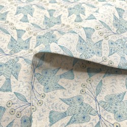 Oiseau d'espoir  - Tissu conçu par ALICE MAKABE - Bleu/écru