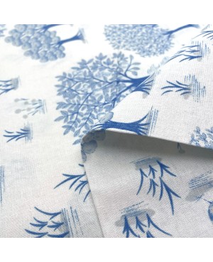 Fruits tree - Fabric designed by ALICE MAKABE - Blue/white