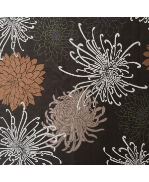 Chrysanthemums printed on brown canvas