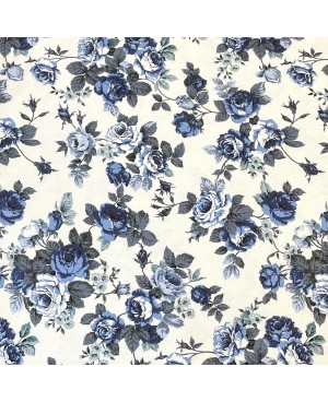 Cotton canvas printed with blue flowers