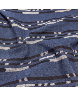 Blue/black Kurume Kasuri fabric with lines