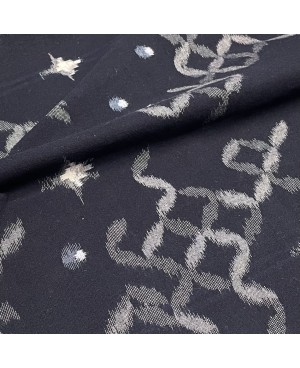 Kurume Kasuri Shippo and stars navy fabric