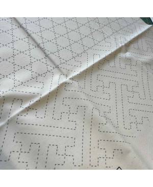 Stencilled Sashiko fabric panel - Ecru