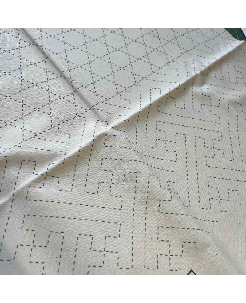 Sashiko Stoffbahn mit Schablone - Ecru Sashiko Stoffbahn mit Schablone - Ecru