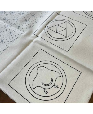 Sashiko Stoffbahn mit Schablone - Ecru