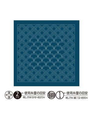 Sashiko-Mustertuch Hana Fukin Seigaiha