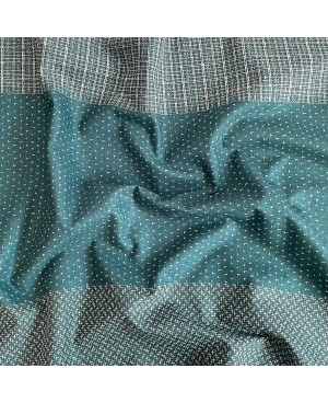 Coton sérigraphié Takumi motif kasuri bleu turquoise