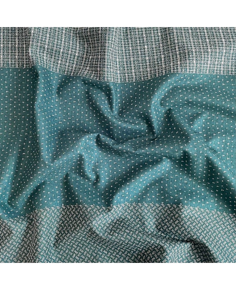 Takumi screen-printed cotton with kasuri pattern turquoise blue Takumi screen-printed cotton with kasuri pattern turquoise blue