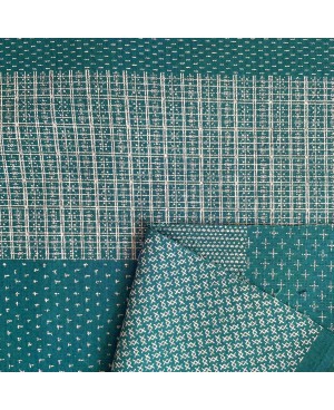 Coton sérigraphié Takumi motif kasuri bleu turquoise