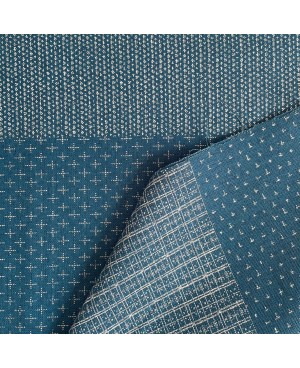 Takumi siebgedruckte Baumwolle mit blauem Kasuri-Muster