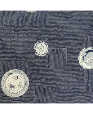 Coton sérigraphié Takumi motif lapins bleu