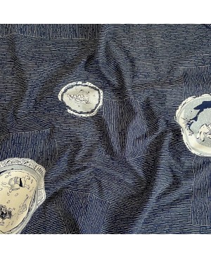 Takumi siebgedruckte Baumwolle mit blauem Hasenmotiv