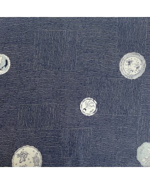 Takumi screen-printed cotton with blue rabbit motif