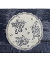 Algodón serigrafiado Takumi con motivo de conejo azul