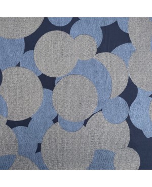 Cotone serigrafato Takumi con motivo a cerchi blu