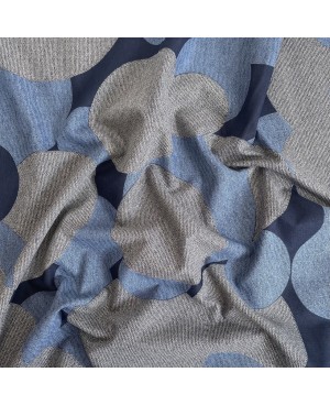 Coton sérigraphié Takumi motif cercles bleu