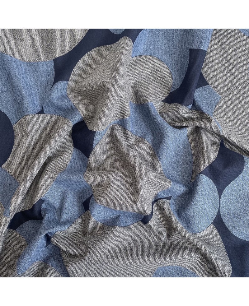 Takumi siebgedruckte Baumwolle mit blauem Kreismuster Takumi siebgedruckte Baumwolle mit blauem Kreismuster