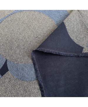 Takumi screen-printed cotton, blue circle pattern