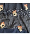 Takumi screen-printed cotton with kasuri pattern and blue cats