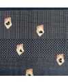 Takumi screen-printed cotton with kasuri pattern and blue cats