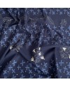 Coton sérigraphié Takumi motif croix et lapins bleu