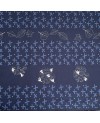 Coton sérigraphié Takumi motif croix et lapins bleu