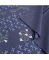 Coton sérigraphié Takumi motif croix et lapins bleu