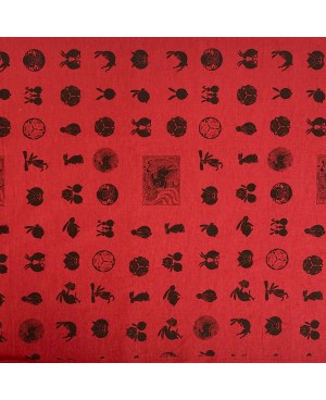 Conigli in cotone serigrafato Takumi rosso
