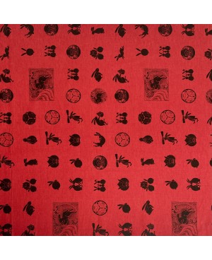 Conigli in cotone serigrafato Takumi rosso