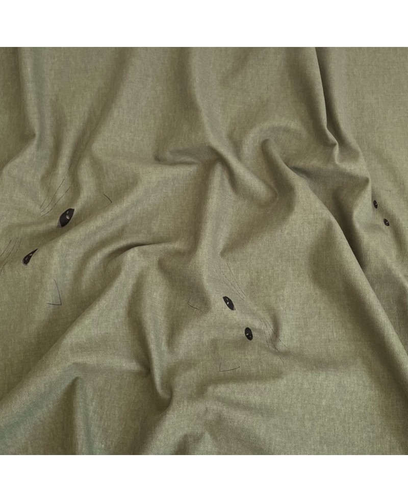 Takumi silk-screened cotton khaki cat heads Takumi silk-screened cotton khaki cat heads