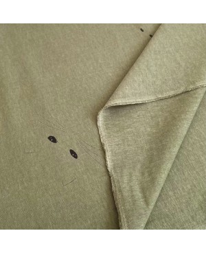 Takumi silk-screened cotton khaki cat heads